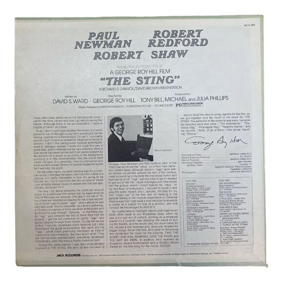 The Sting Original Soundtrack - 1974 MCA-390 Stereo Vinyl LP Excellent vintage - Picture 2 of 8